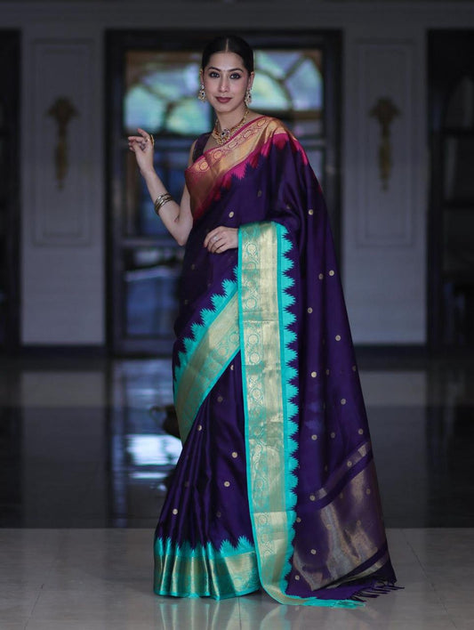 Banarasi Semi Silk Soft Ganga Jamuna Saree with Contrast Pallu