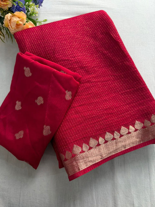 Viscose Weaving Pattern Saree with Dola Banarasi Silk Blouse