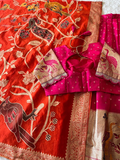 Flamingo Soft Dola Silk Stitched Lehenga Choli with Jacquard Dupatta