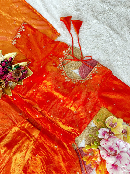 Heavy Space Silk Double Frill Lehenga Choli Set with Sequins Embroidery
