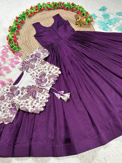 Royal Garden Vichitra Gown with Floral Printed Coat Set