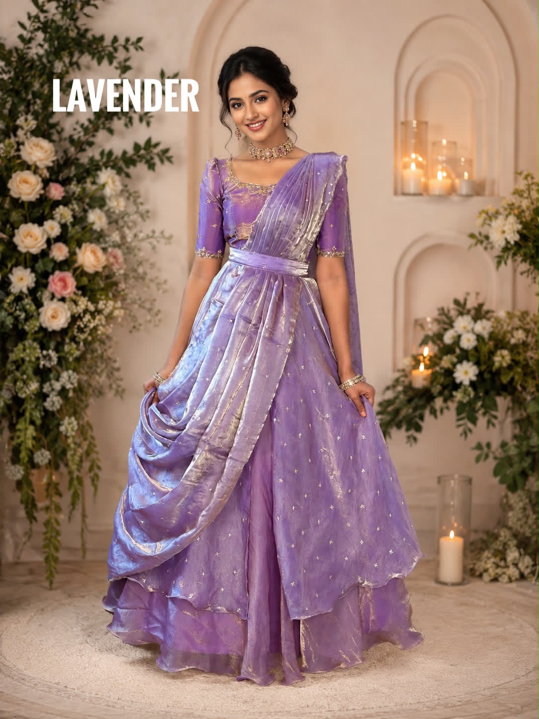 Heavy Space Silk Double Frill Lehenga Choli Set with Sequins Embroidery