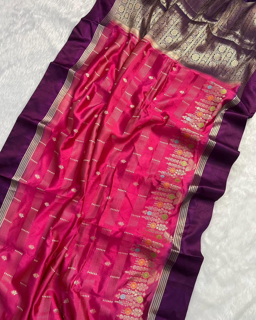 Banarasi Raw Mango Silk Saree with Designer Border and Blouse Piece