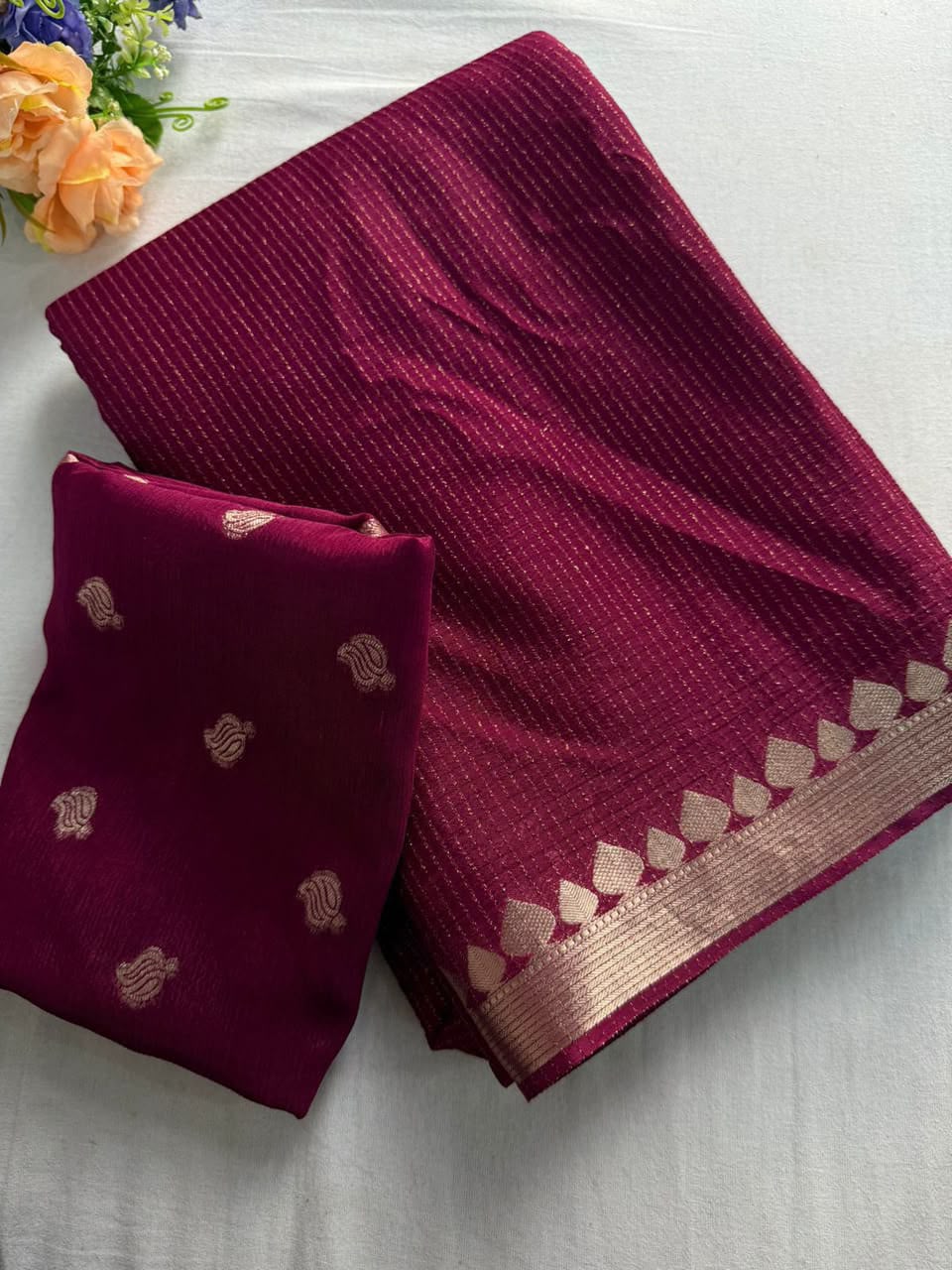 Viscose Weaving Pattern Saree with Dola Banarasi Silk Blouse
