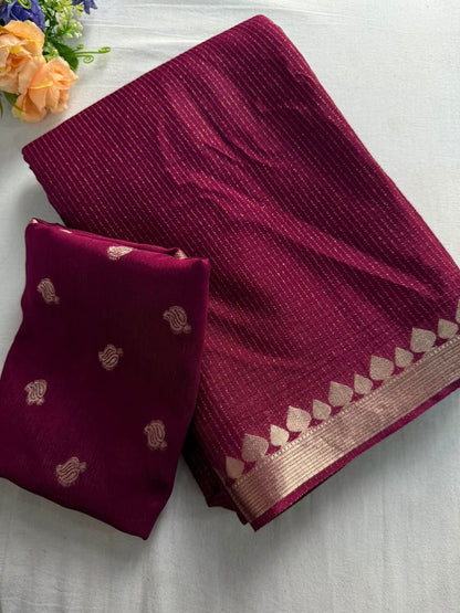 Viscose Weaving Pattern Saree with Dola Banarasi Silk Blouse