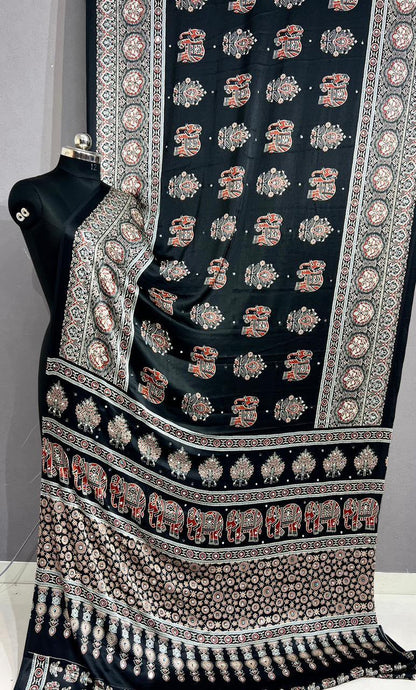 Designer Real Mirror Work Japan Satin Silk Saree