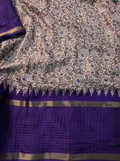 Premium Crepe Silk Saree with Tussel and Mirror Work