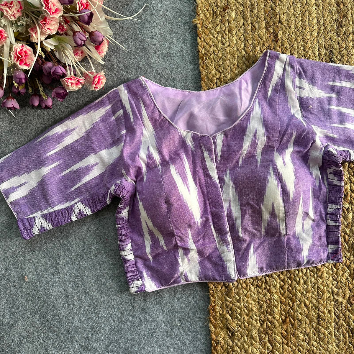 Pure Ikat Cotton Elastic Blouse with Side Elastic