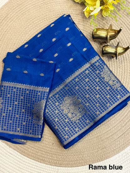 Pure Viscose Soft Silk Saree with Weaving Thread Border and Butti Blouse