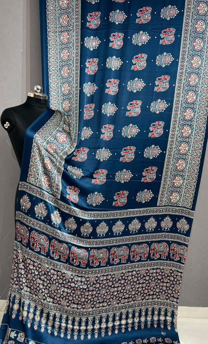 Designer Real Mirror Work Japan Satin Silk Saree