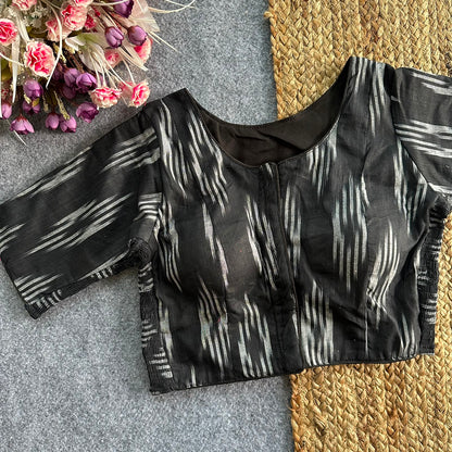 Pure Ikat Cotton Elastic Blouse with Side Elastic
