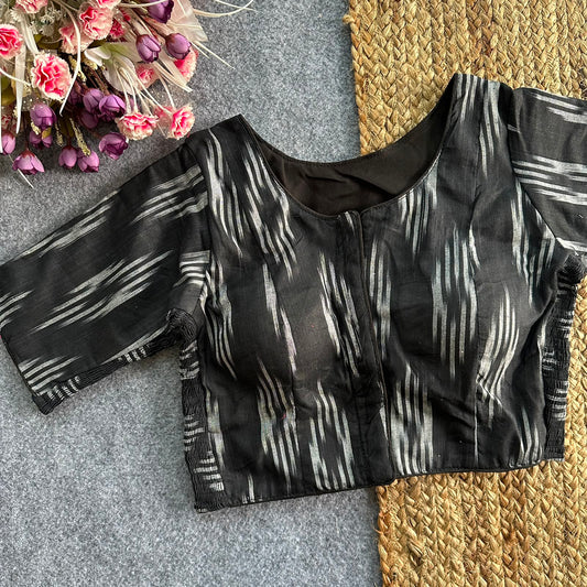 Pure Ikat Cotton Elastic Blouse with Side Elastic