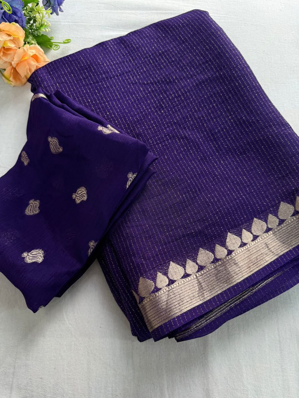 Viscose Weaving Pattern Saree with Dola Banarasi Silk Blouse