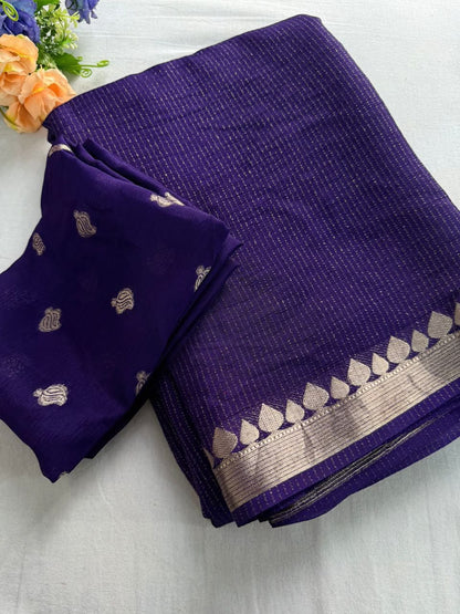Viscose Weaving Pattern Saree with Dola Banarasi Silk Blouse
