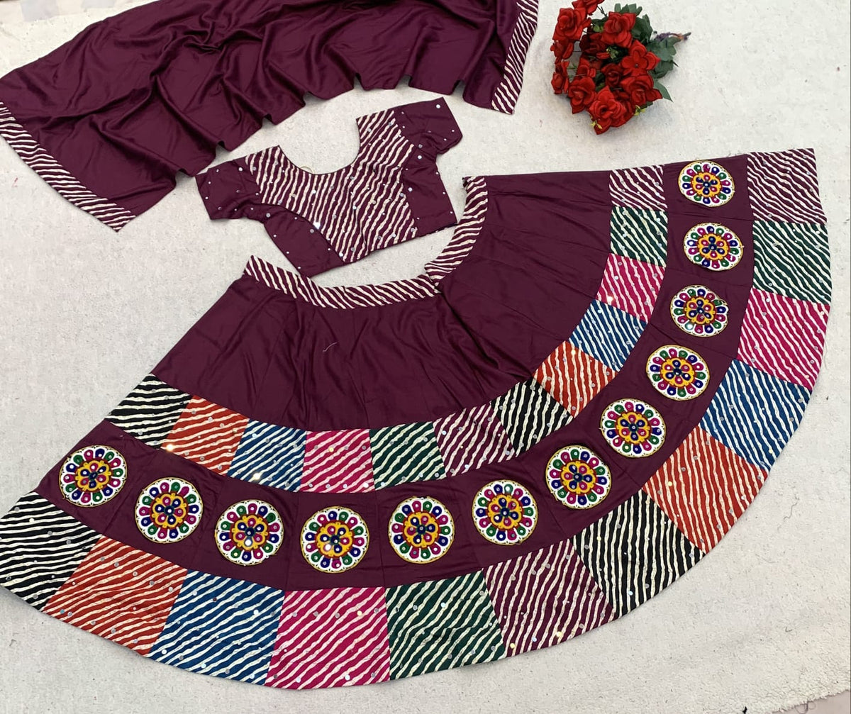 Traditional Reyon Silk Embroidered Lehenga Choli for Girls