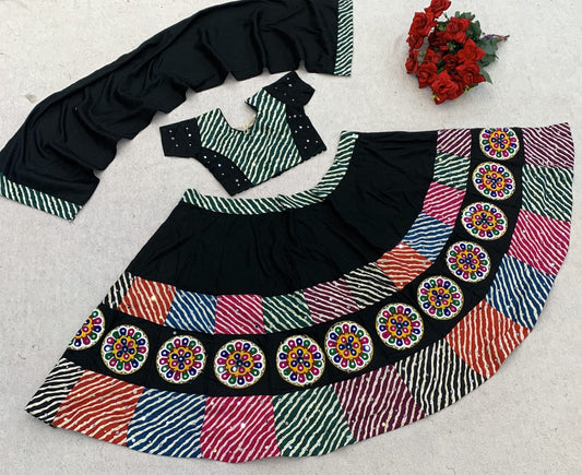 Traditional Reyon Silk Embroidered Lehenga Choli for Girls