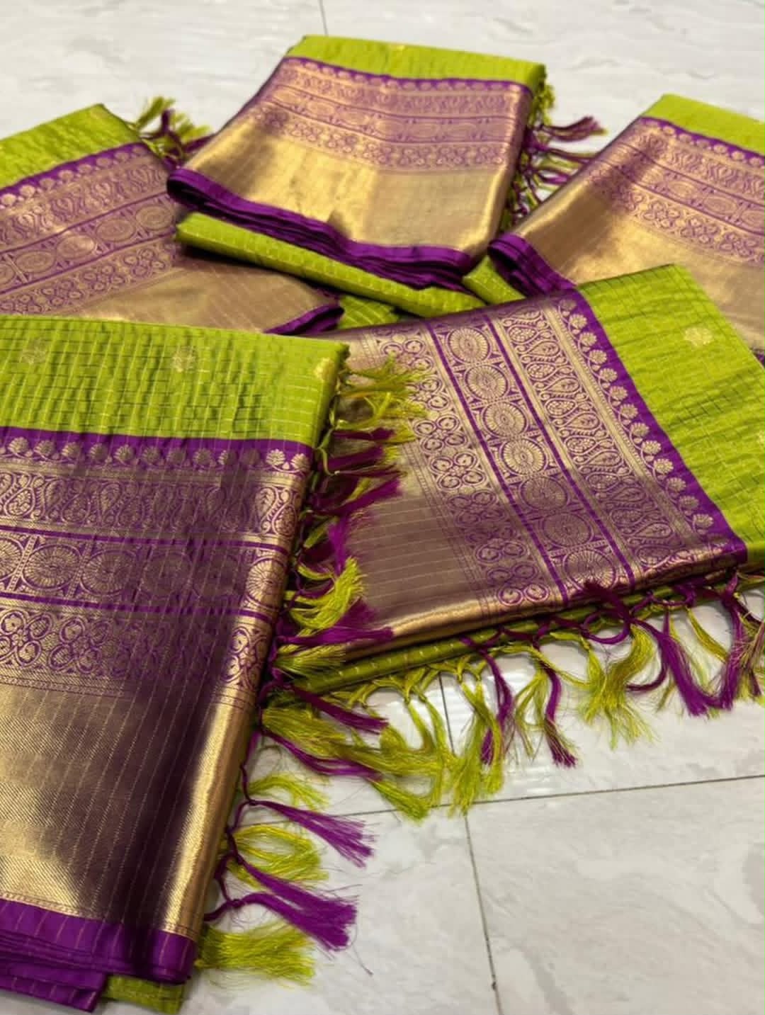 Green Banarasi Katan Soft Silk Saree with Buti Design and Zari Border