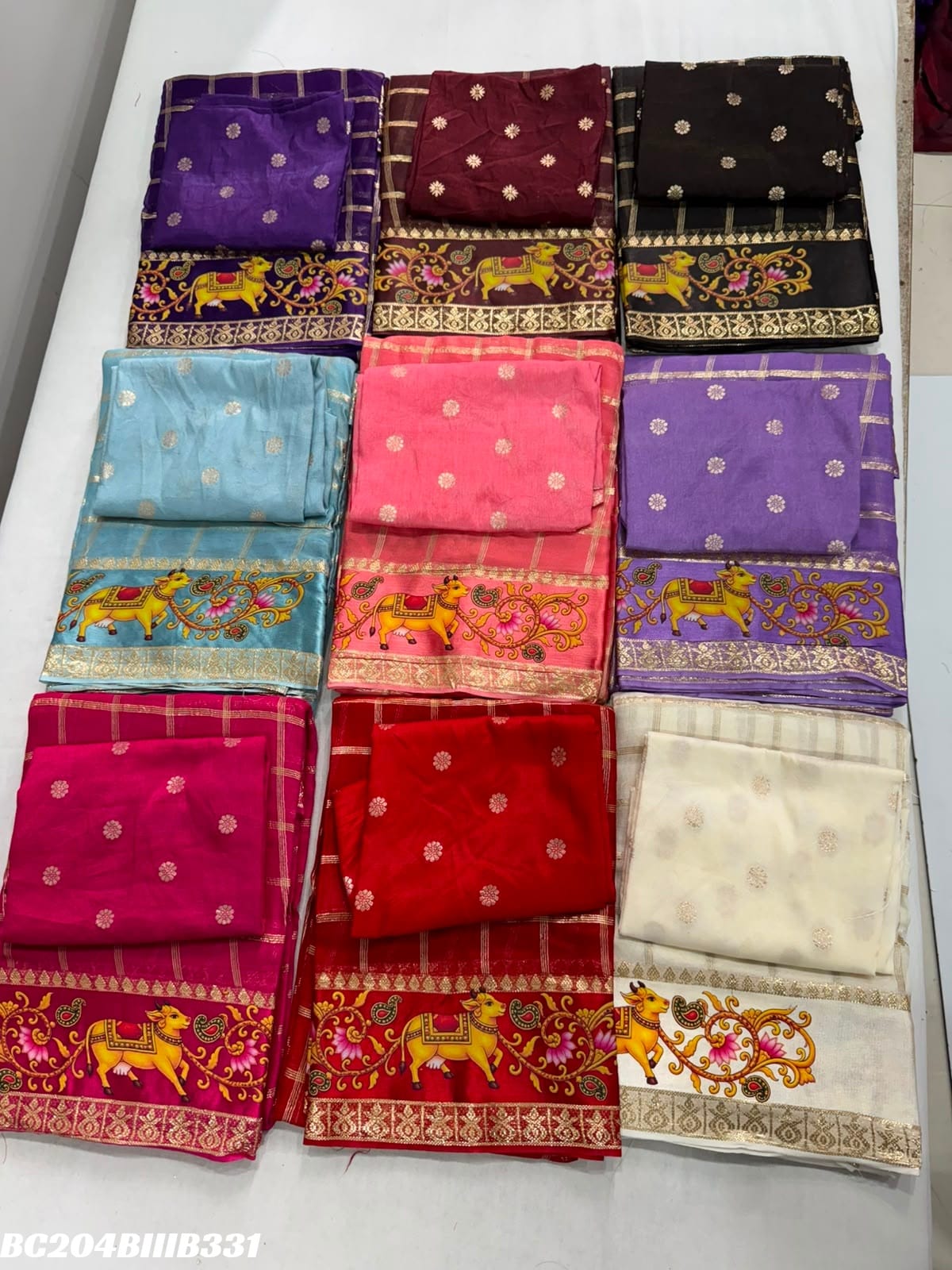 Viscose Georgette 3D Print Border Saree with Running Weaving Butti Blouse
