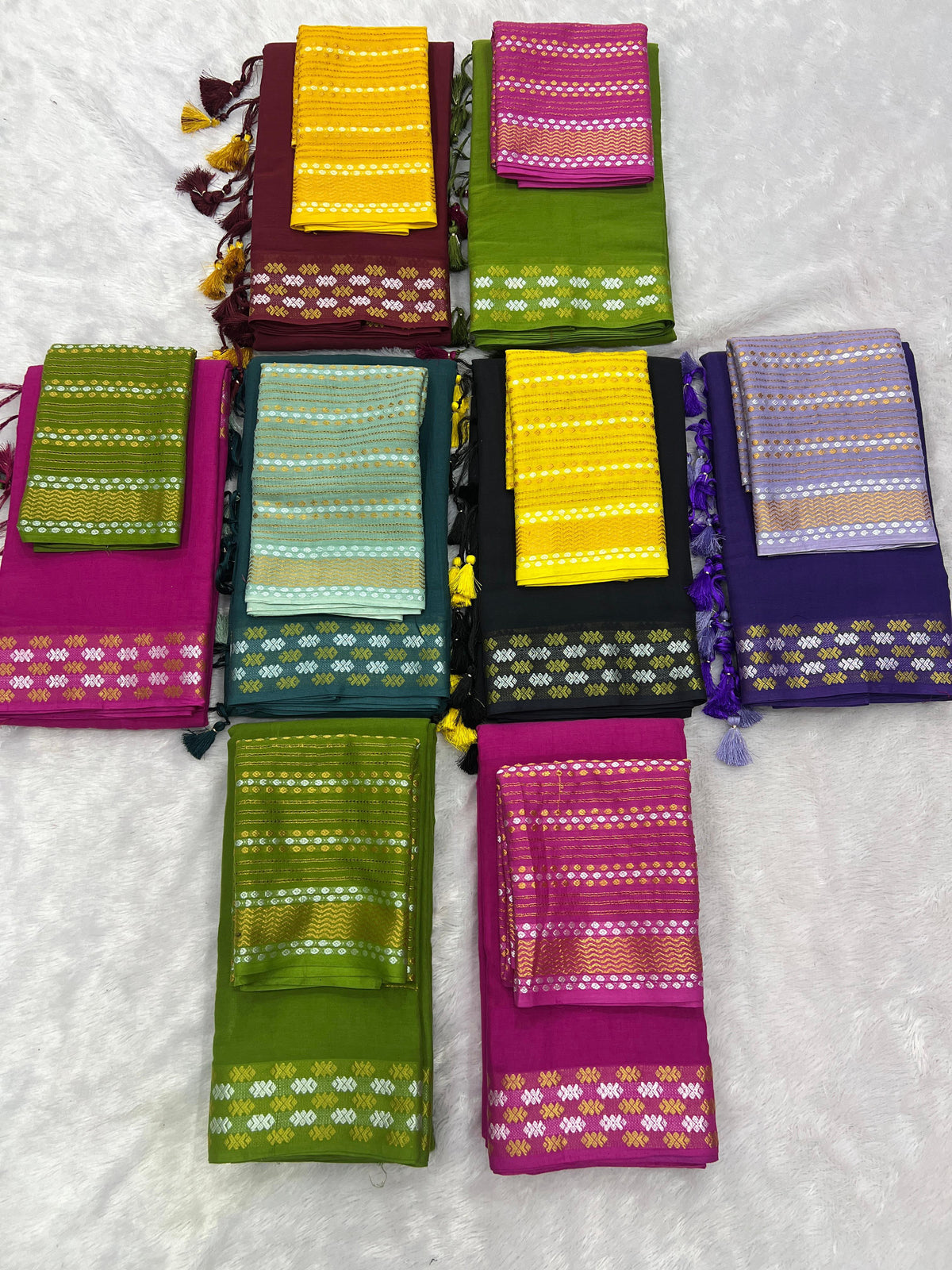 Mul Cotton Saree with Resham Silver Golden Border and Cotton Weaving Blouse
