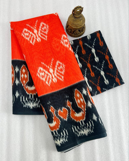 Mangalya Plain Linen Digital Print Saree with Digital Blouse