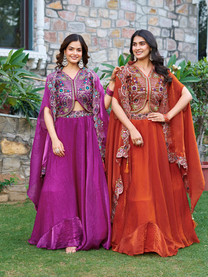 Wedding Special Embroidered Fendy Silk Lehenga Choli Set with 8.50 Meter Flair