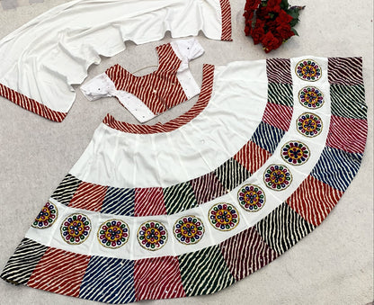 Traditional Reyon Silk Embroidered Lehenga Choli for Girls