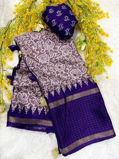 Premium Crepe Silk Saree with Tussel and Mirror Work