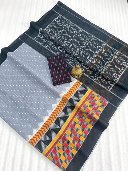 Mangalya Plain Linen Digital Print Saree with Digital Blouse
