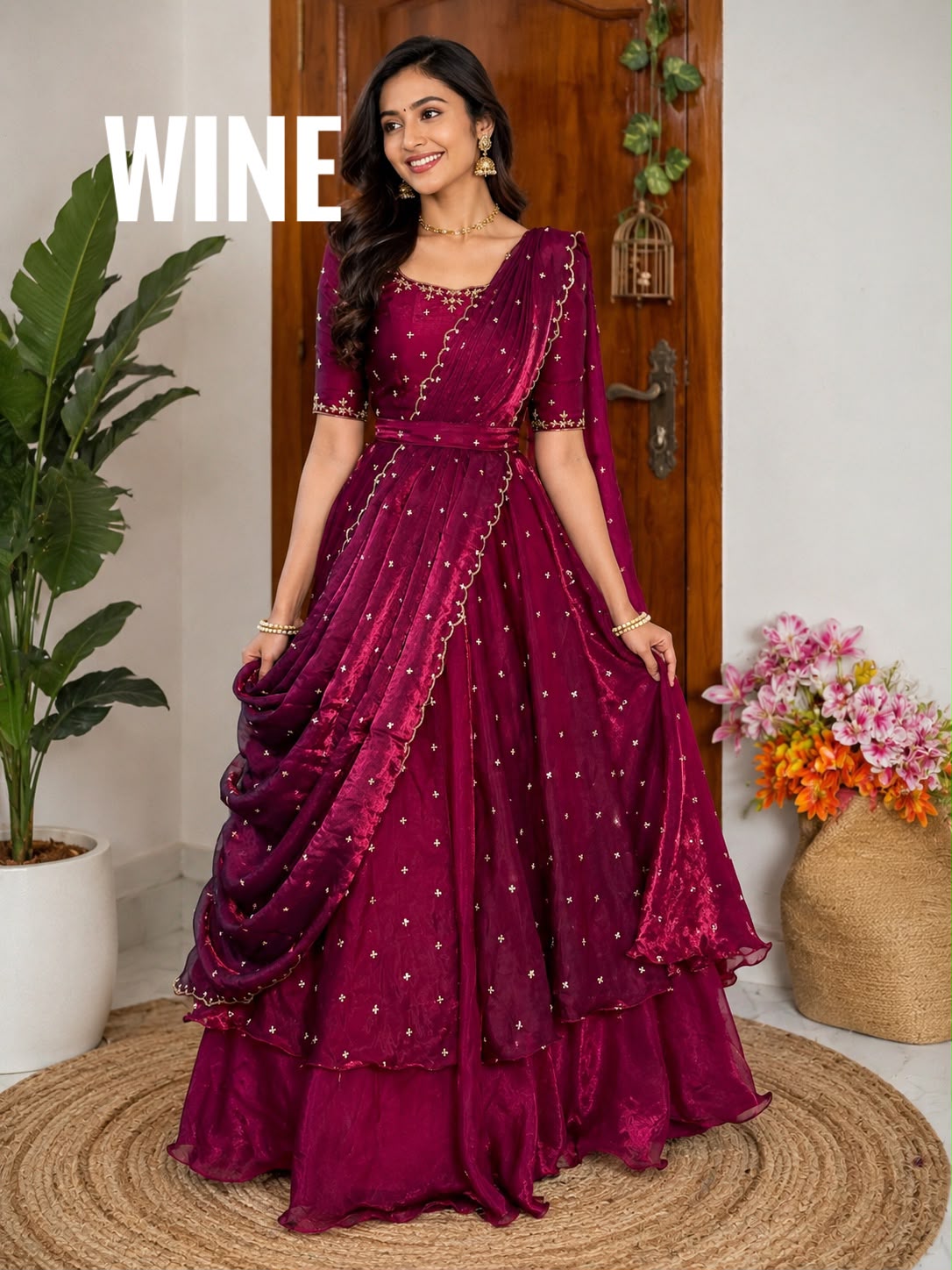 Heavy Space Silk Double Frill Lehenga Choli Set with Sequins Embroidery