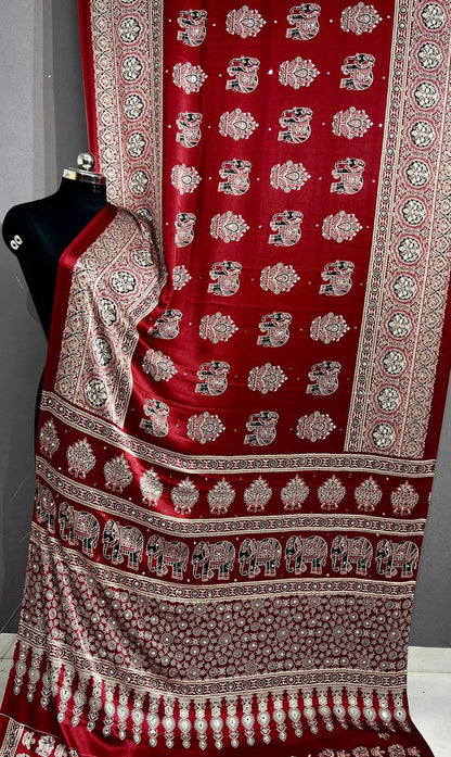 Designer Real Mirror Work Japan Satin Silk Saree
