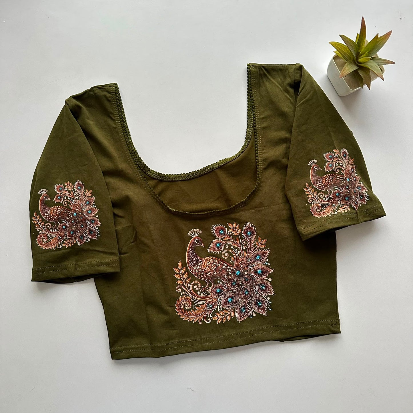 South Special Stretchable Cotton Lycra Slip-On Blouse for Women