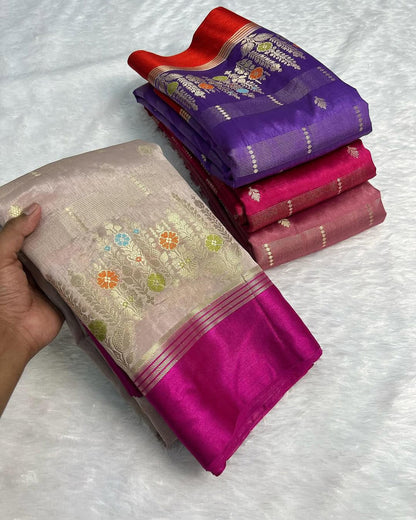 Banarasi Raw Mango Silk Saree with Designer Border and Blouse Piece