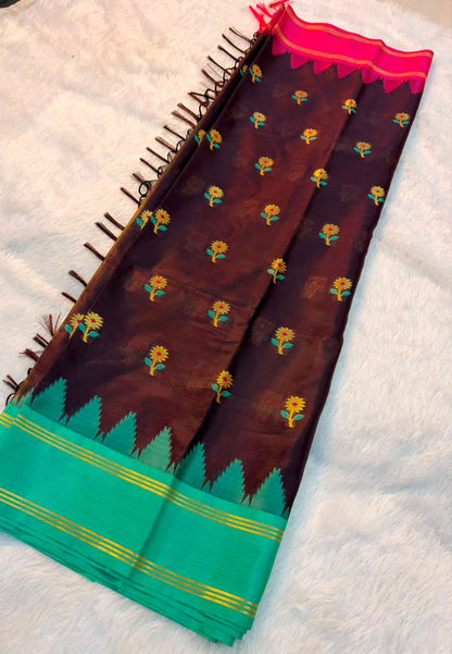 Banarasi Katan Soft Silk Buti Saree with Soft Border and Buta Blouse
