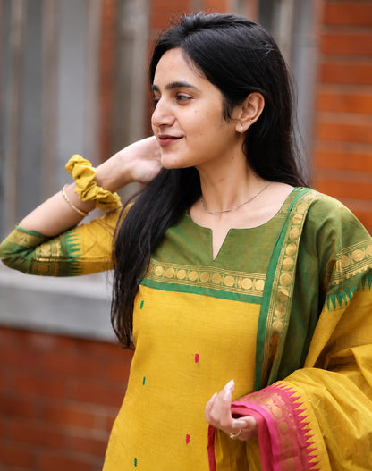 Keyuri Kanchi Cotton Kurti with Dupatta – Mustard