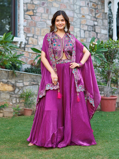 Wedding Special Embroidered Fendy Silk Lehenga Choli Set with 8.50 Meter Flair