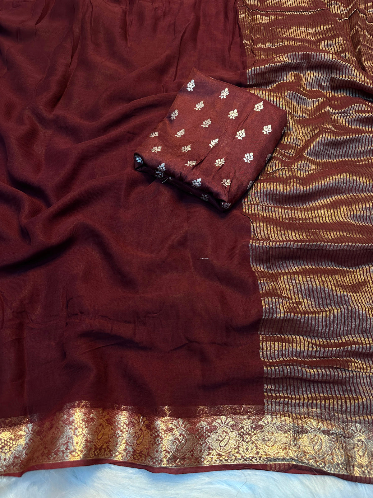 Viscose Weaving Pattern Saree with Dola Banarasi Silk Blouse