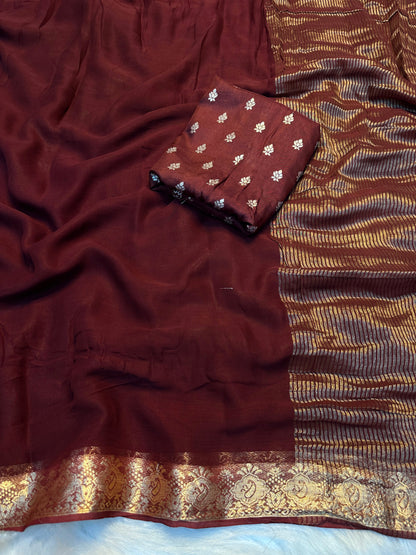 Viscose Weaving Pattern Saree with Dola Banarasi Silk Blouse