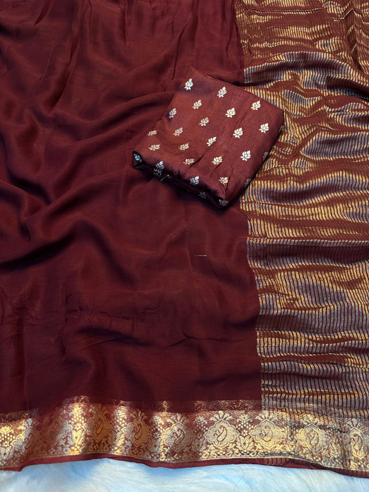 Viscose Weaving Pattern Saree with Dola Banarasi Silk Blouse