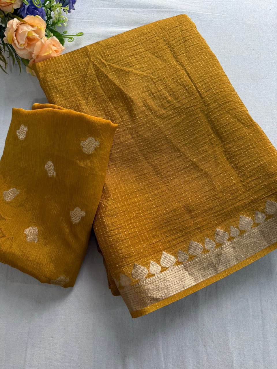 Viscose Weaving Pattern Saree with Dola Banarasi Silk Blouse