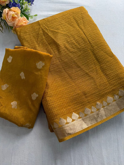 Viscose Weaving Pattern Saree with Dola Banarasi Silk Blouse