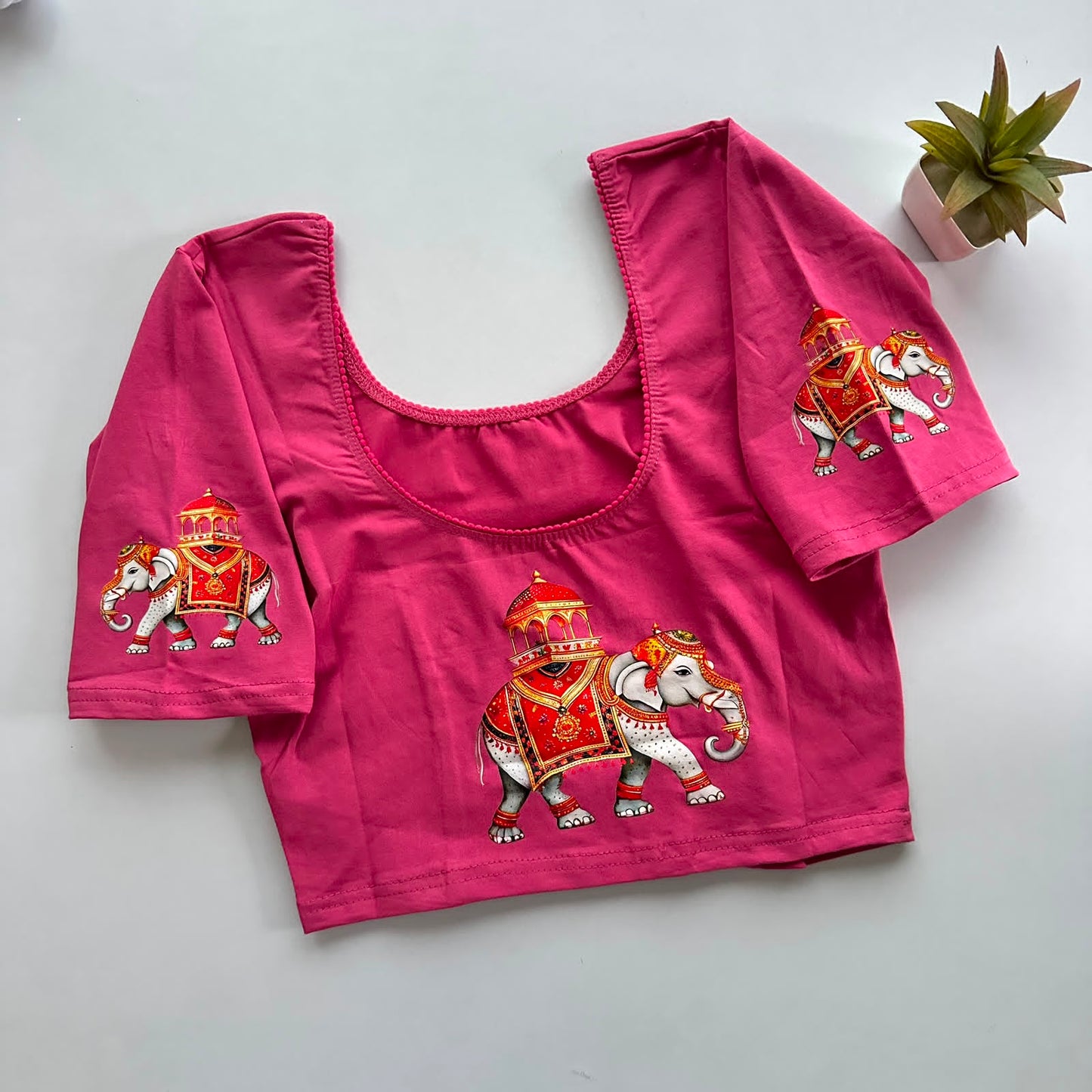 South Special Stretchable Cotton Lycra Slip-On Blouse for Women