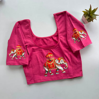South Special Stretchable Cotton Lycra Slip-On Blouse for Women